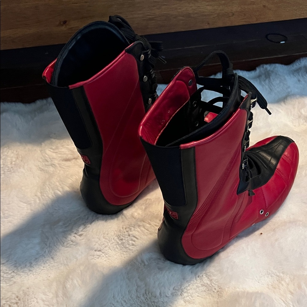 Louis Vuitton Red and Black High-Top Boots - Picture 2 of 8